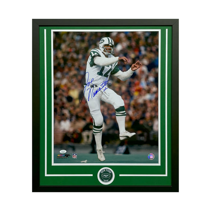 Joe Namath Hand Signed & Framed New York Jets 16x20 Football Photo