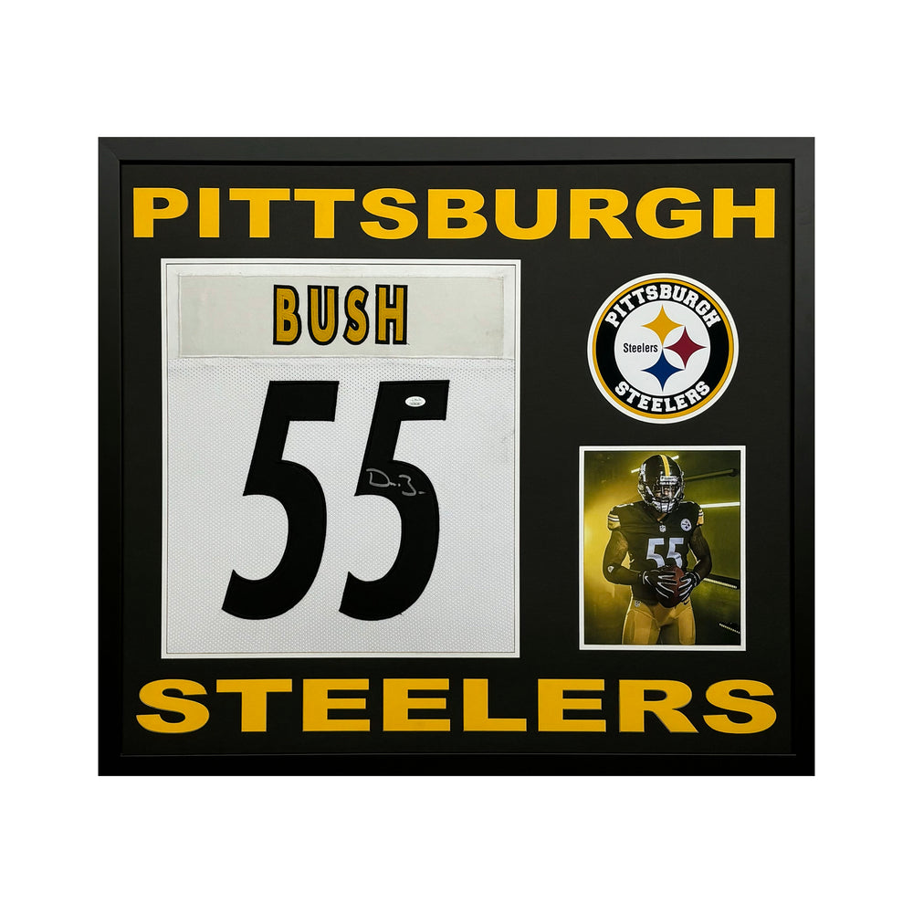 Devin Bush Signed Pittsburgh Steelers Custom Space Saver Framed Football Jersey