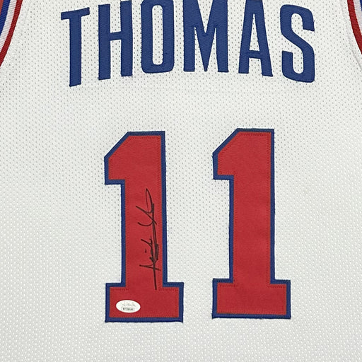 Isiah Thomas Signed Detroit White Custom Suede Matte Framed Basketball Jersey