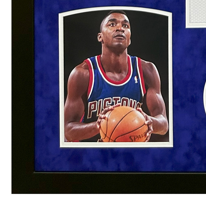 Isiah Thomas Signed Detroit White Custom Suede Matte Framed Basketball Jersey