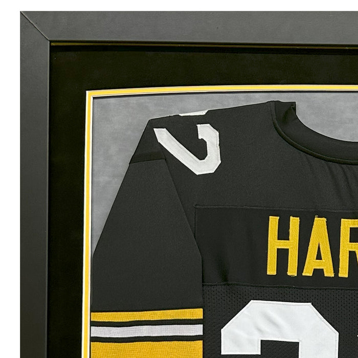 Franco Harris Signed Pittsburgh Black Custom Suede Matte Framed Football Jersey