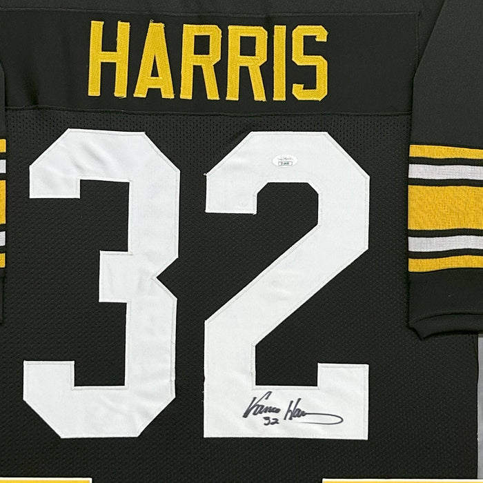 Franco Harris Signed Pittsburgh Black Custom Suede Matte Framed Football Jersey