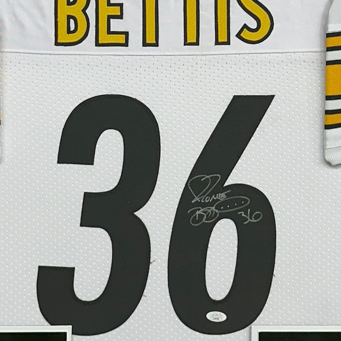 Jerome Bettis Signed Pittsburgh White Custom Suede Matte Framed Football Jersey