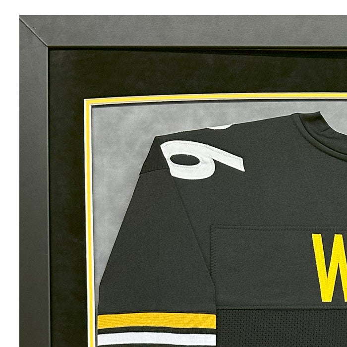 Hines Ward Signed Black Custom Suede Matte Framed Football Jersey (Beckett)