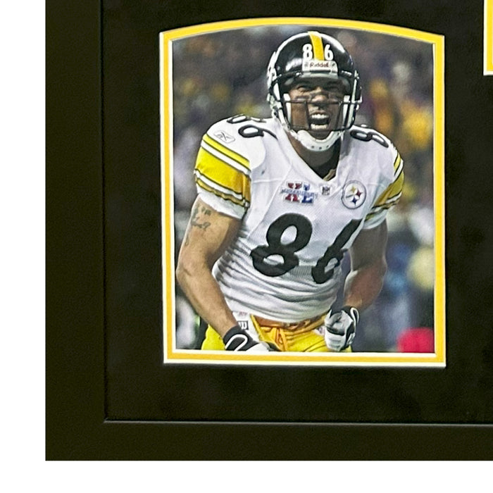 Hines Ward Signed Black Custom Suede Matte Framed Football Jersey (Beckett)