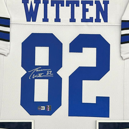 Jason Witten Signed Dallas White Custom Suede Matte Framed Football Jersey