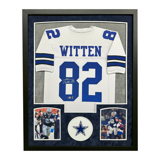 Jason Witten Signed Dallas White Custom Suede Matte Framed Football Jersey