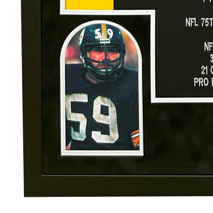 Jack Ham Signed HOF 88 Pittsburgh Black Stat Throwback Custom Suede Matte Framed Football Jersey (Copy)