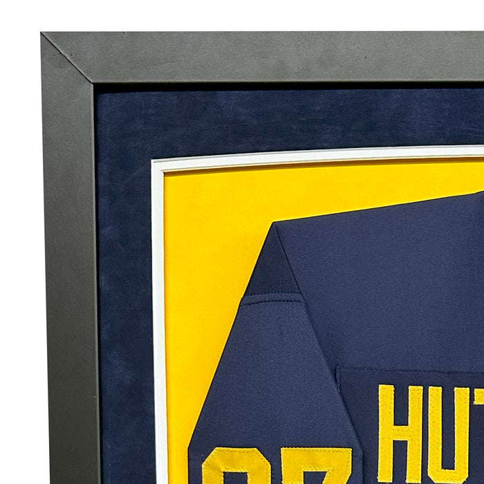 Aidan Hutchinson Signed Michigan Blue Custom Suede Matte Framed Football Jersey