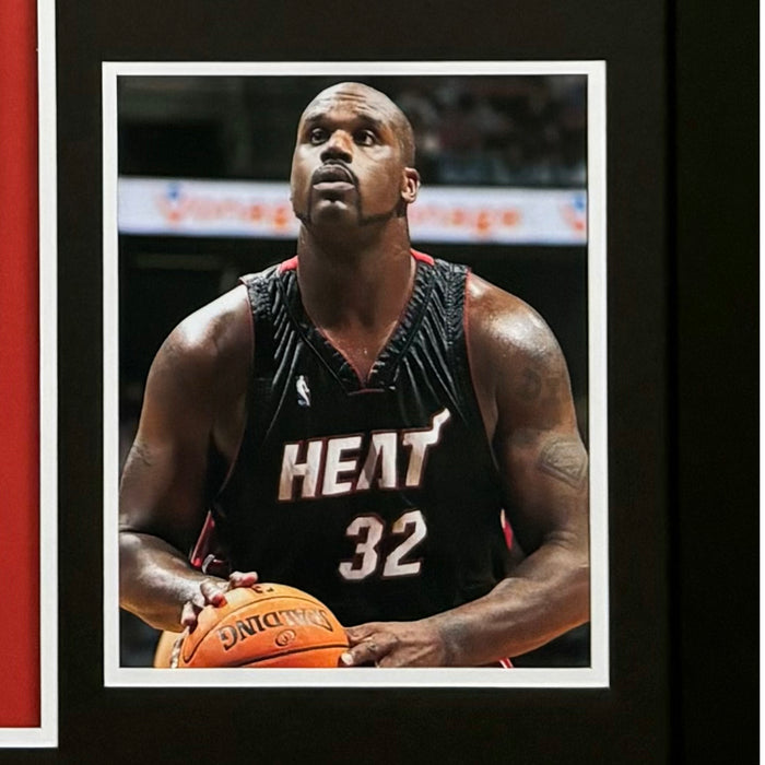 Shaquille O'Neal Signed Miami Heat Vertical Custom Framed Basketball Jersey