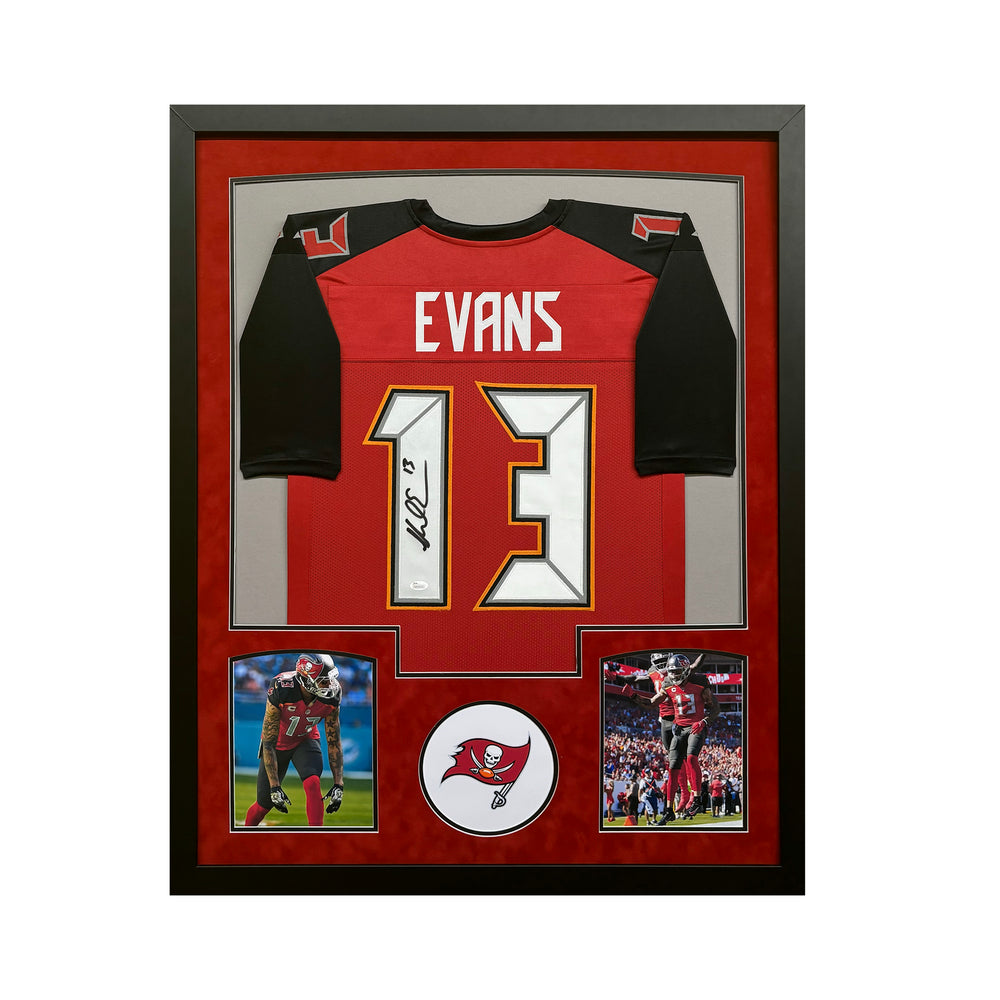 Mike Evans Signed Tampa Red Custom Suede Matte Framed Football Jersey (JSA)