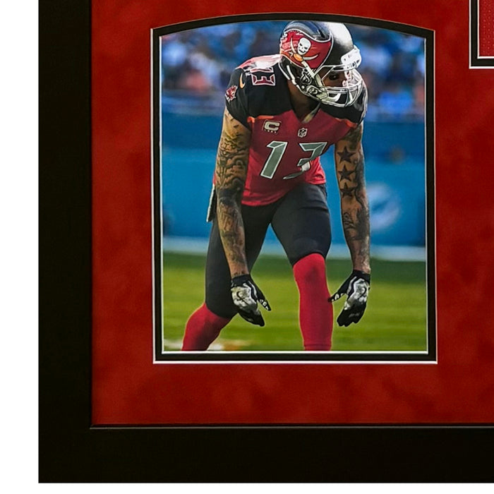 Mike Evans Signed Tampa Red Custom Suede Matte Framed Football Jersey (JSA)