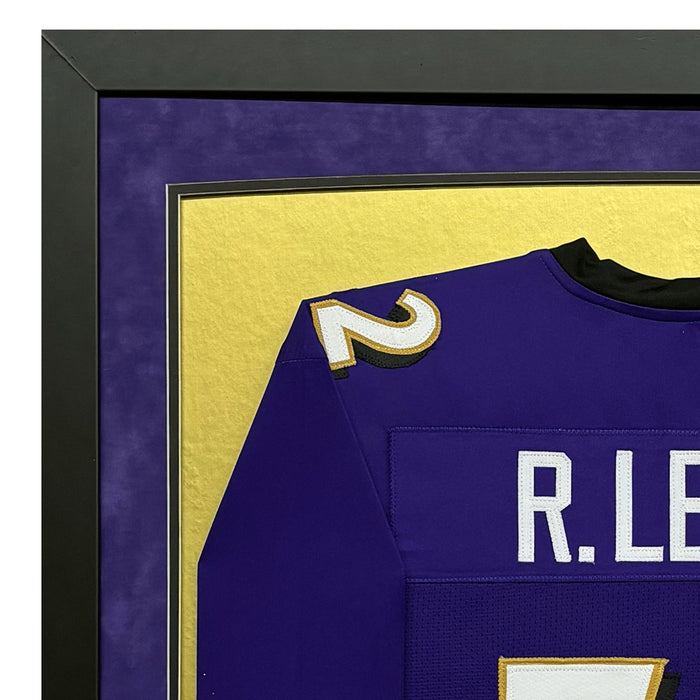 Ray Lewis Signed Baltimore Purple Custom Suede Matte Framed Football Jersey