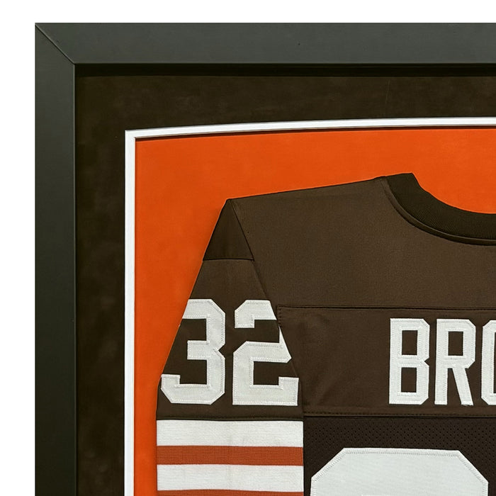 Jim Brown Signed HOF Inscribed Cleveland Brown Custom Suede Matte Framed Football Jersey