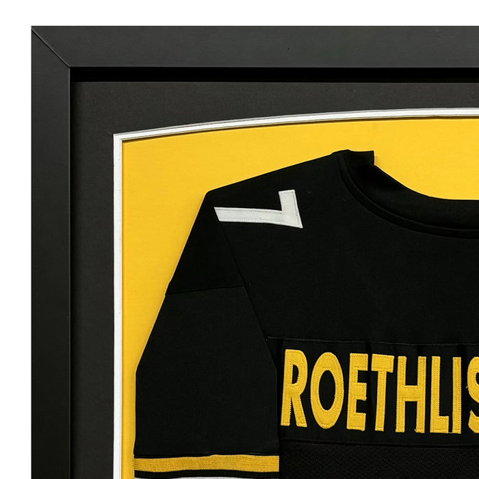 Ben Roethlisberger Signed Pittsburgh Black Custom Suede Matte Framed Football Jersey