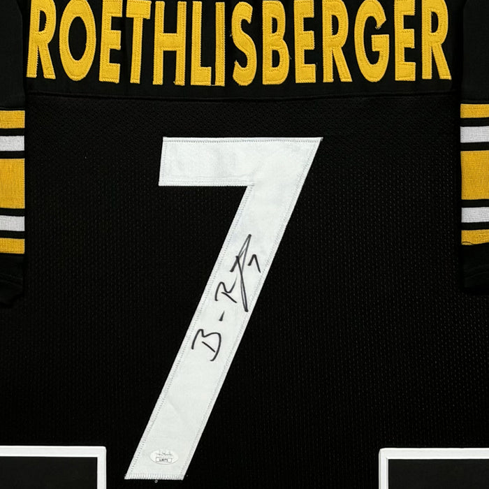 Ben Roethlisberger Signed Pittsburgh Black Custom Suede Matte Framed Football Jersey