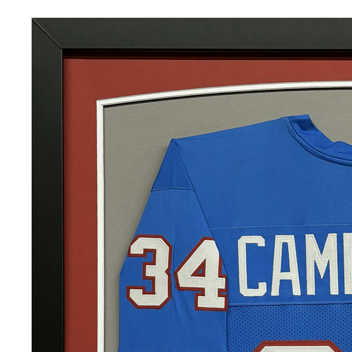 Earl Campbell Signed Houston Blue Custom Suede Matte Framed Football Jersey