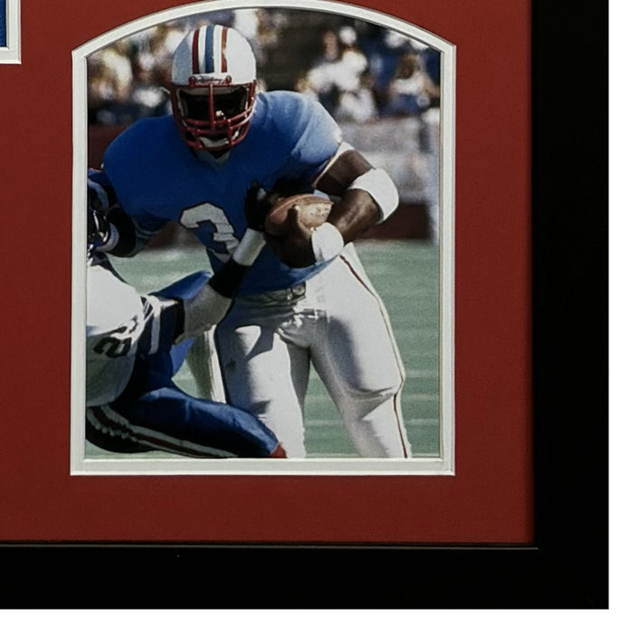 Earl Campbell Signed Houston Blue Custom Suede Matte Framed Football Jersey