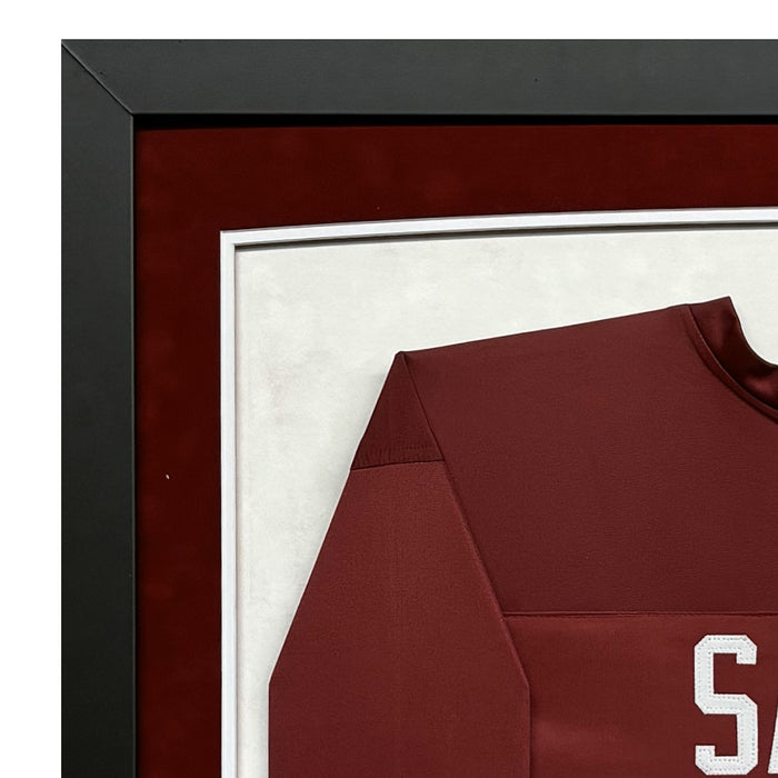 Nick Saban Signed Alabama Crimson Custom Suede Matte Framed Football Jersey