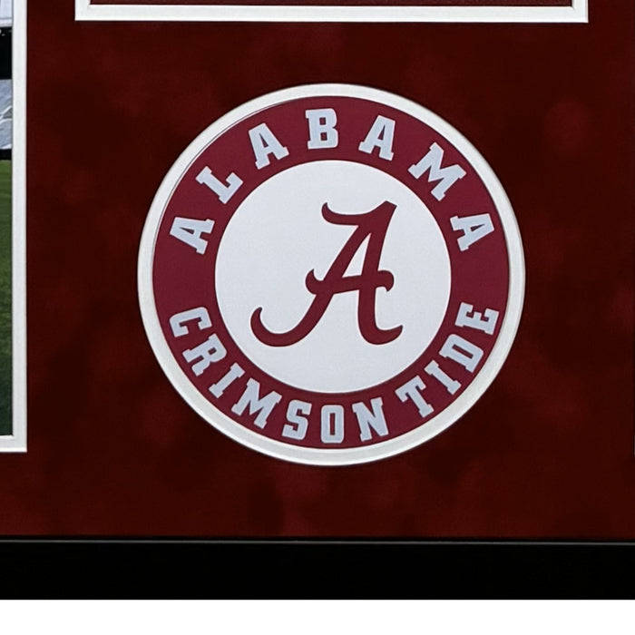 Nick Saban Signed Alabama Crimson Custom Suede Matte Framed Football Jersey