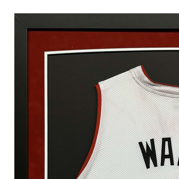 Dwayne Wade Signed Miami White Custom Suede Matte Framed Basketball Jersey