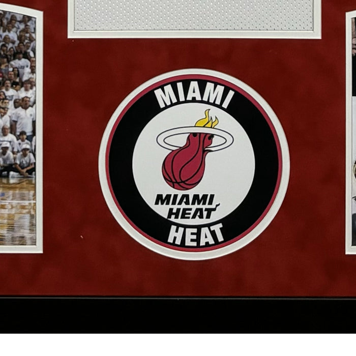 Dwayne Wade Signed Miami White Custom Suede Matte Framed Basketball Jersey