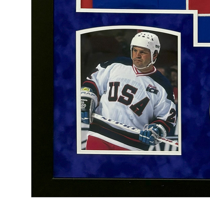 Mike Eruzione Signed Team USA Custom Suede Matte Framed Hockey Jersey