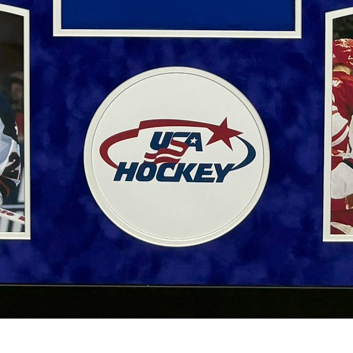 Mike Eruzione Signed Team USA Custom Suede Matte Framed Hockey Jersey