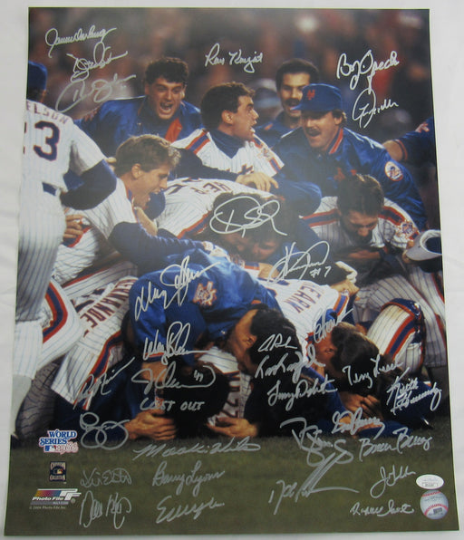 1986 New York Mets WS Team Signed 16x20 Photo JSA 30 Signatures!