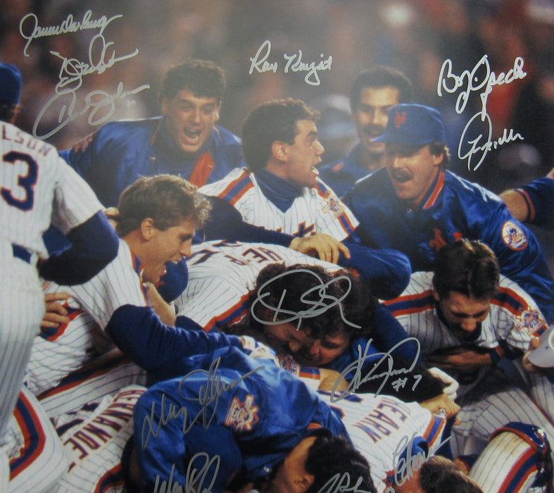 1986 New York Mets WS Team Signed 16x20 Photo JSA 30 Signatures!