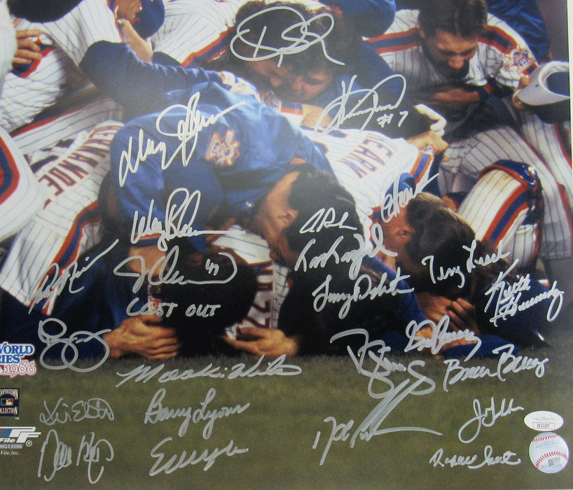 1986 New York Mets WS Team Signed 16x20 Photo JSA 30 Signatures!