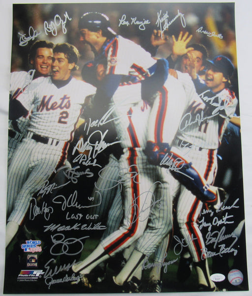 1986 New York Mets WS Team Signed 16x20 Photo JSA 30 Signatures! II