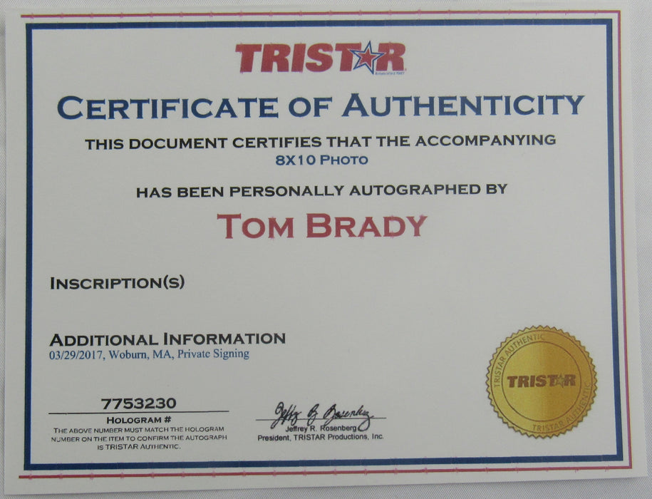 Tom Brady Signed 8x10 Photo Tristar