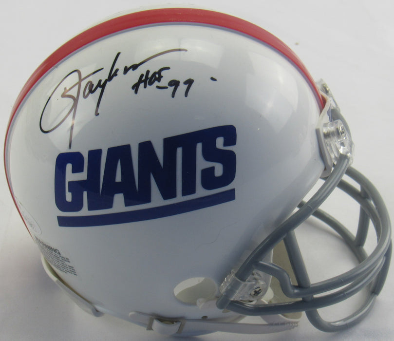 Lawrence Taylor Michael Strahan Signed Giants Mini Helmet JSA WP941026 & WP845180