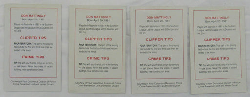 1982 Columbus Clippers Police Set AAA YANKEES DON MATTINGLY - Lot of 4