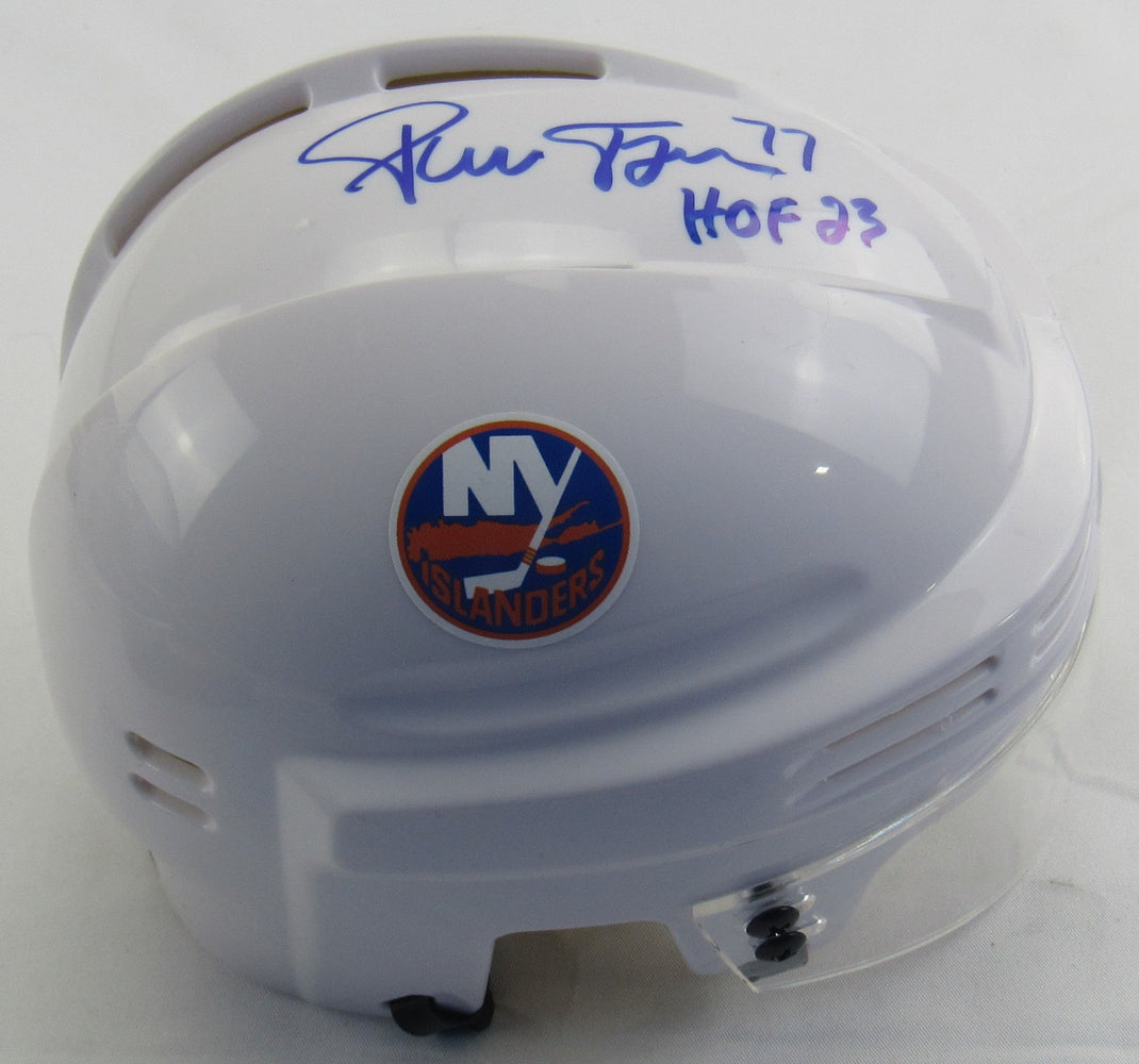 Pierre Turgeon Signed Islanders White Mini Helmet JSA Witness