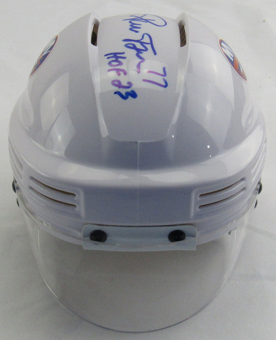 Pierre Turgeon Signed Islanders White Mini Helmet JSA Witness