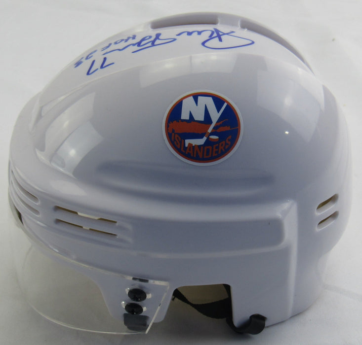 Pierre Turgeon Signed Islanders White Mini Helmet JSA Witness