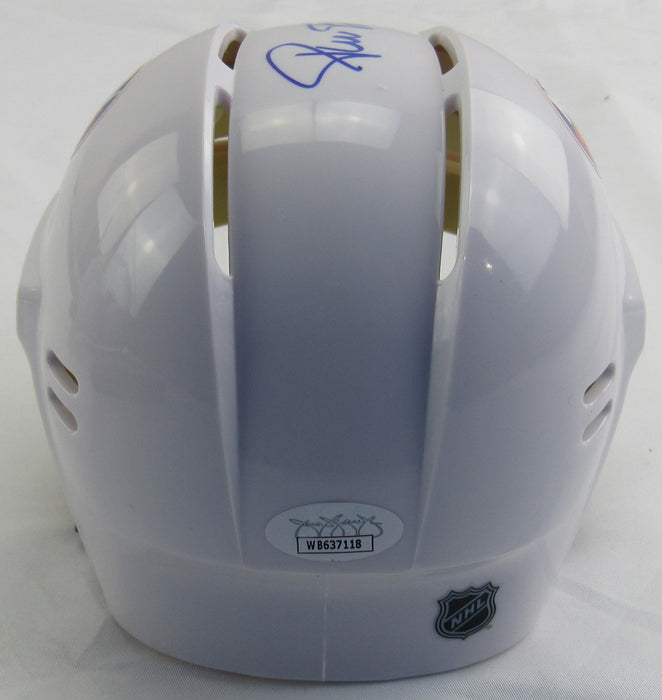 Pierre Turgeon Signed Islanders White Mini Helmet JSA Witness