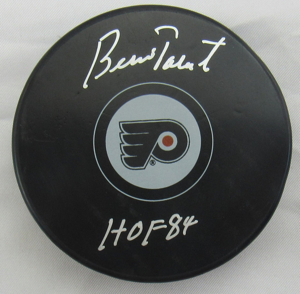 Bernie Parent Signed Flyers Logo Hockey Puck JSA Witnessed