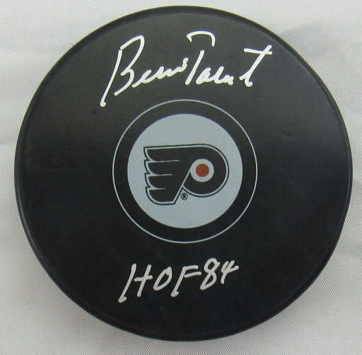 Bernie Parent Signed Flyers Logo Hockey Puck JSA Witnessed