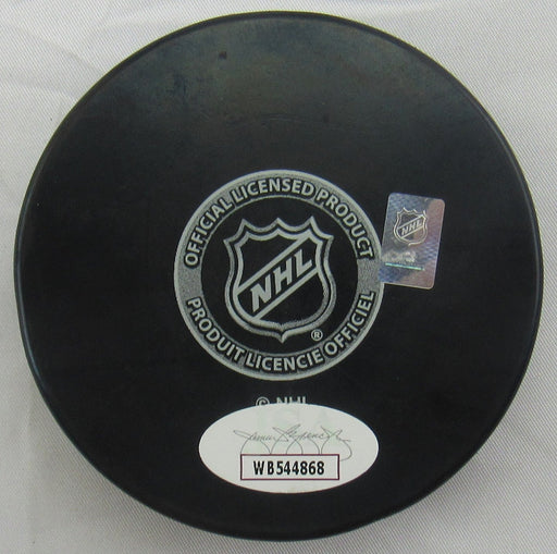 Pierre Turgeon Signed Islanders Logo Hockey Puck w/ Insc JSA Witnessed