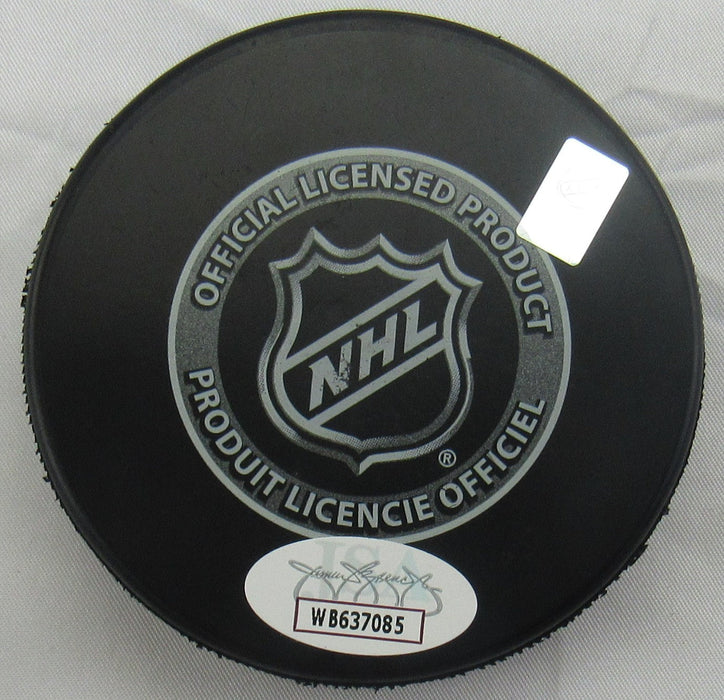 Pierre Turgeon Signed Islanders Logo Hockey Puck w/ Insc JSA Witnessed II