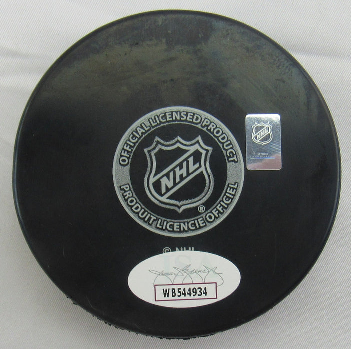 Benoit Hogue Signed Islanders Logo Hockey Puck JSA Witnessed