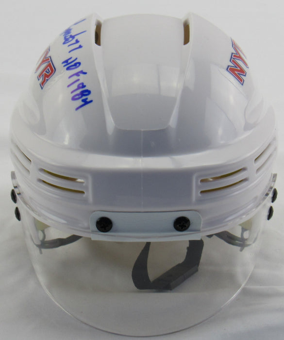 Phil Esposito Signed Rangers Mini Helmet w/ HOF Insc JSA Certified