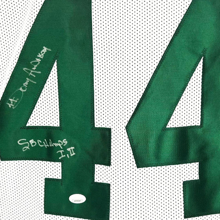 RSA Donny Anderson Signed SB Champs I, II Inscription Green Bay Green Football Jersey (JSA)