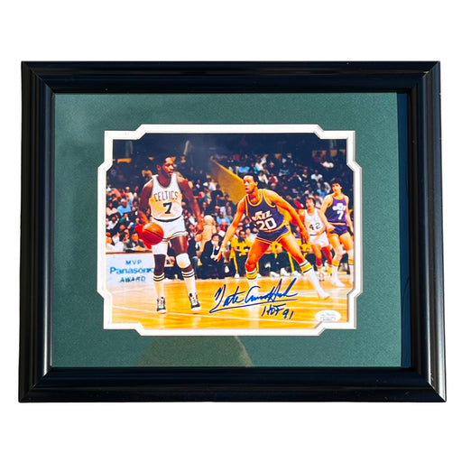 Nate Archibald Signed HOF 91 Inscription Boston Pose 1 Basketball Framed 8x10 Photo (JSA)