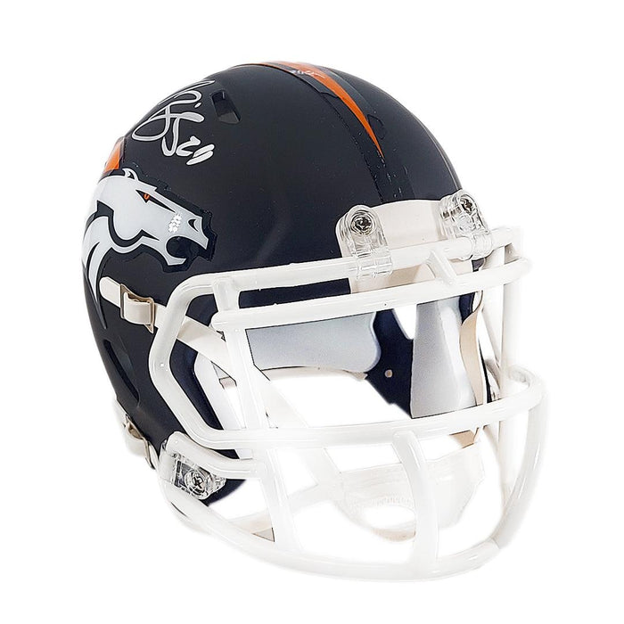 Champ Bailey Signed Denver Broncos Flat Black Mini Football Helmet (Be — RSA