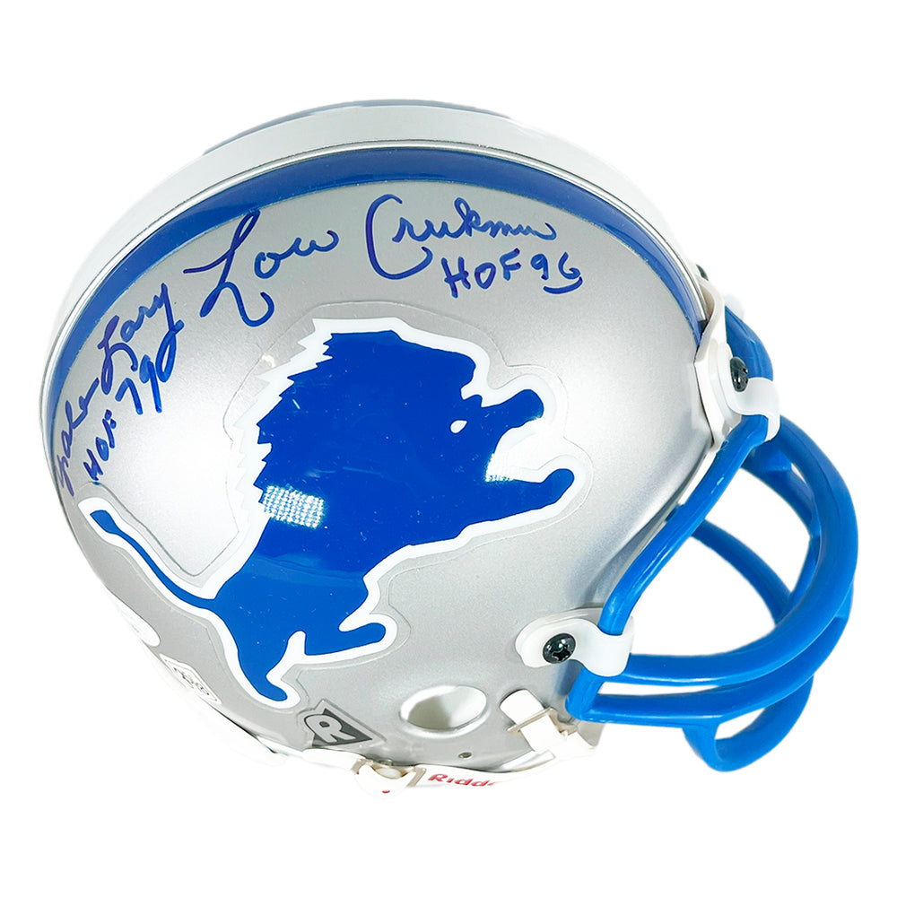 Barney, Creekmur, Lary Signed HOF Inscription Detroit Lions Mini Football Helmet (JSA)