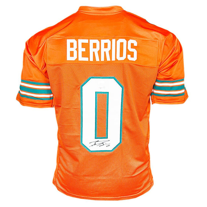 Braxton Berrios Signed Miami Orange Football Jersey (JSA) - RSA